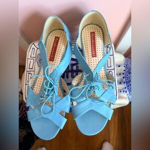 B.A.I.T. (But Another Innocent Tale) Reanna T-Strap sandals in Aqua. Size 11.